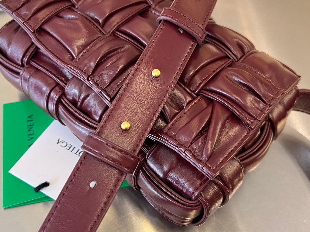Bottega Veneta Mini Cassette 19 in Wine Red Soft Lambskin Bag