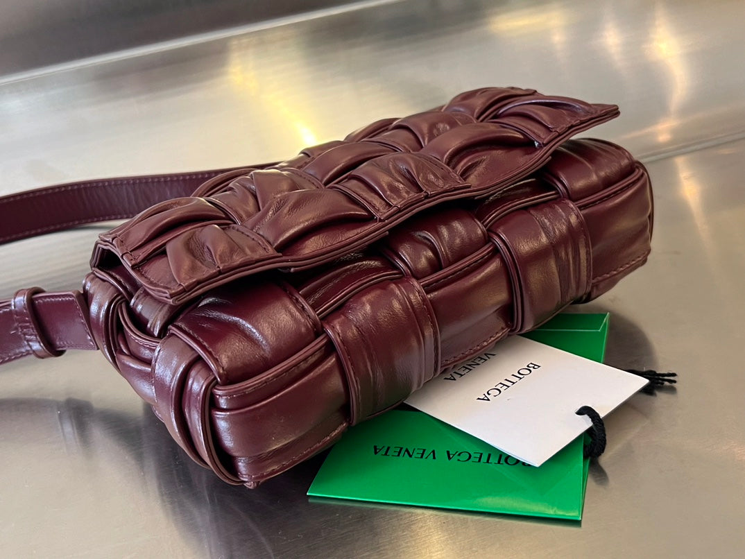 Bottega Veneta Mini Cassette 19 in Wine Red Soft Lambskin Bag