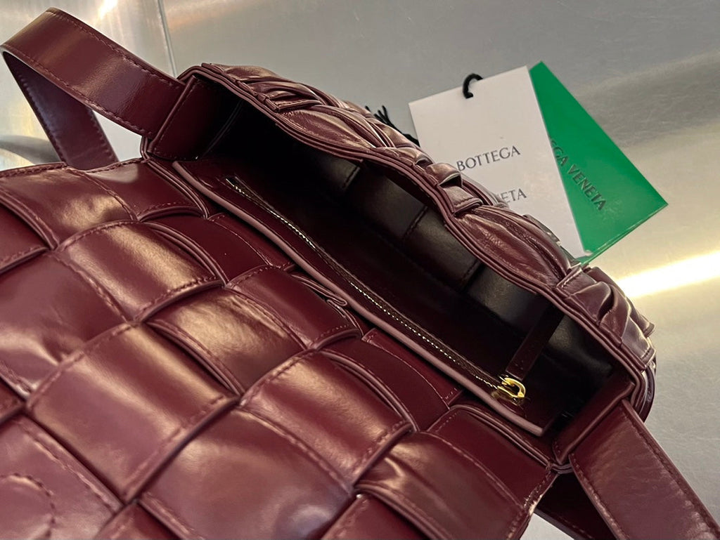 Bottega Veneta Mini Cassette 19 in Wine Red Soft Lambskin Bag