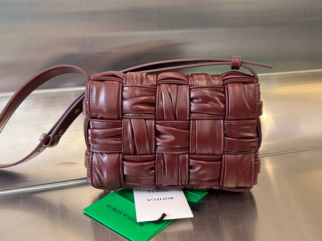 Bottega Veneta Mini Cassette 19 in Wine Red Soft Lambskin Bag