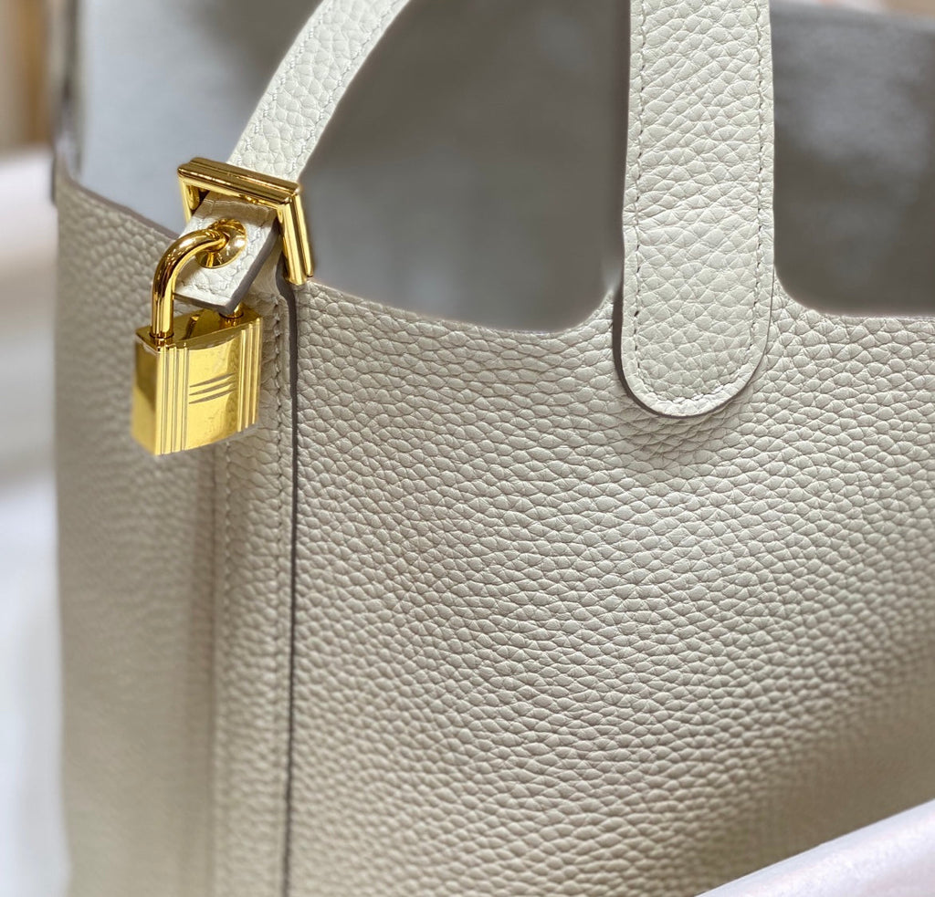 Hermes Picotin Lock 18 White-Pearl Togo Ghw Bag