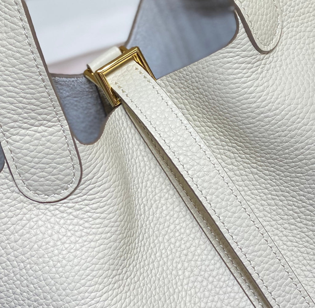 Hermes Picotin Lock 18 White-Pearl Togo Ghw Bag