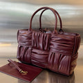 Bottega Veneta Small Arco Tote 30 in Wine Red Soft Lambskin