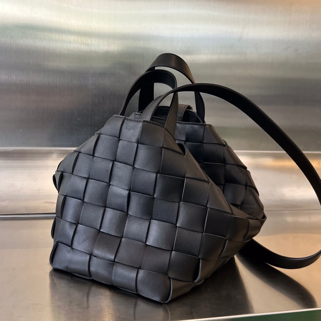 Bottega Veneta Medium 28 Cassette Black Lambskin Bag