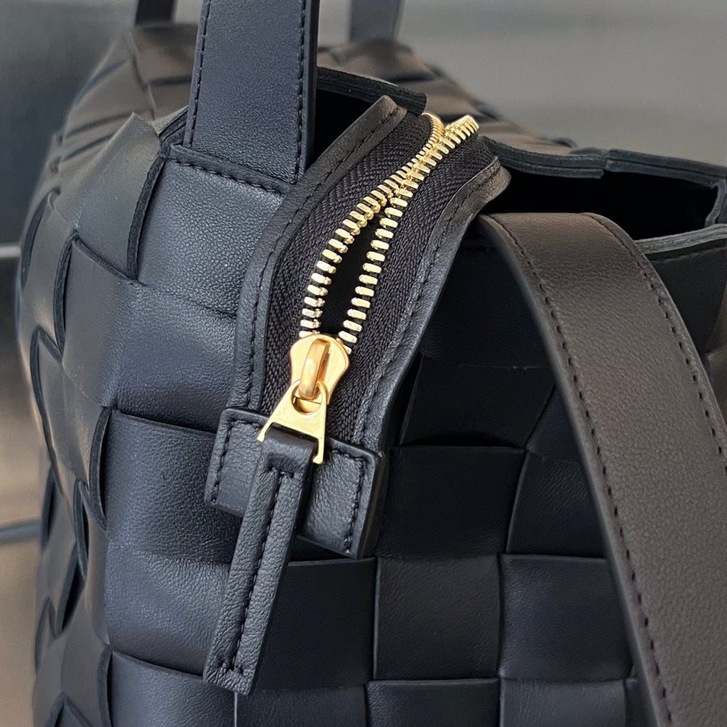 Bottega Veneta Medium 28 Cassette Black Lambskin Bag
