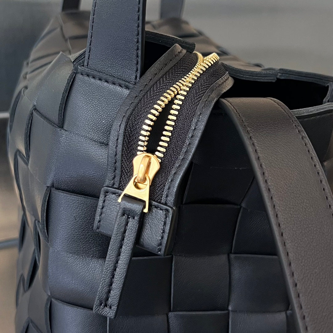 Bottega Veneta Medium 28 Cassette Black Lambskin Bag