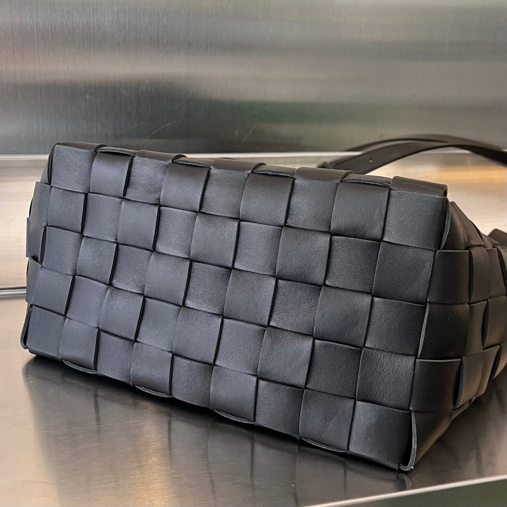 Bottega Veneta Medium 28 Cassette Black Lambskin Bag