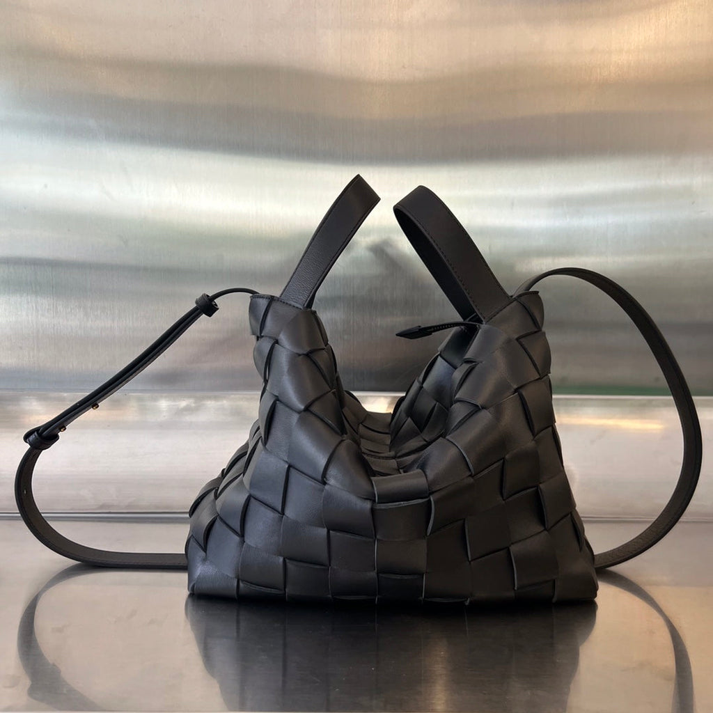 Bottega Veneta Medium 28 Cassette Black Lambskin Bag