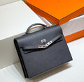 Hermes Kelly Depeches 34 Briefcase in Black Togo Calfskin Silver Hardware Bag