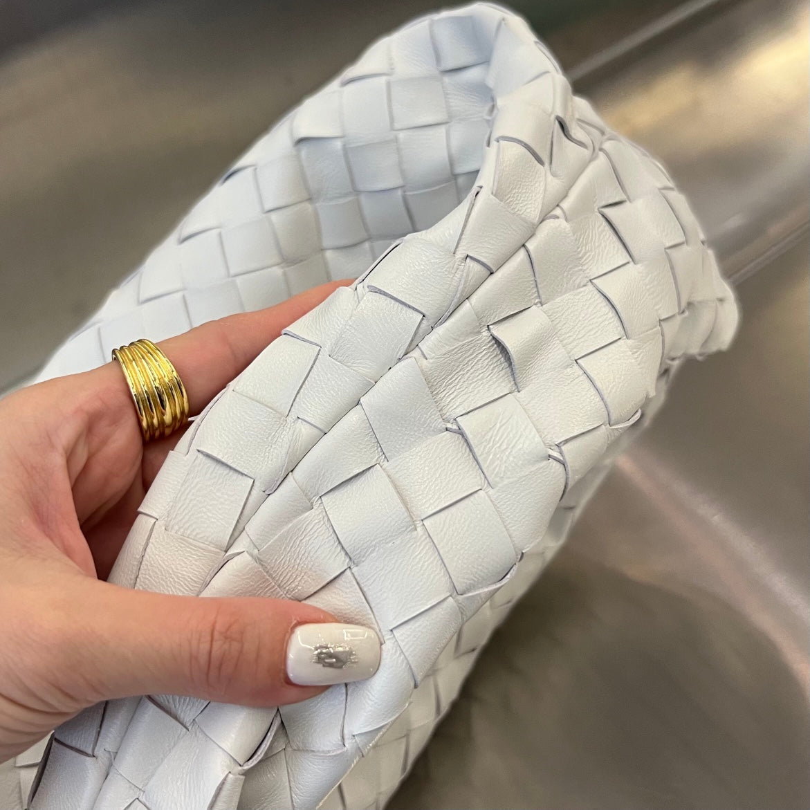 Bottega Veneta Small Jodie 48 White Calfskin Bag