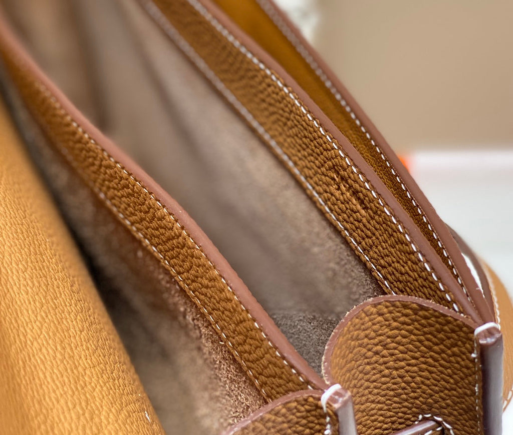 Hermes Kelly Depeches 38 Briefcase in Gold Togo Calfskin Silver Hardware Bag