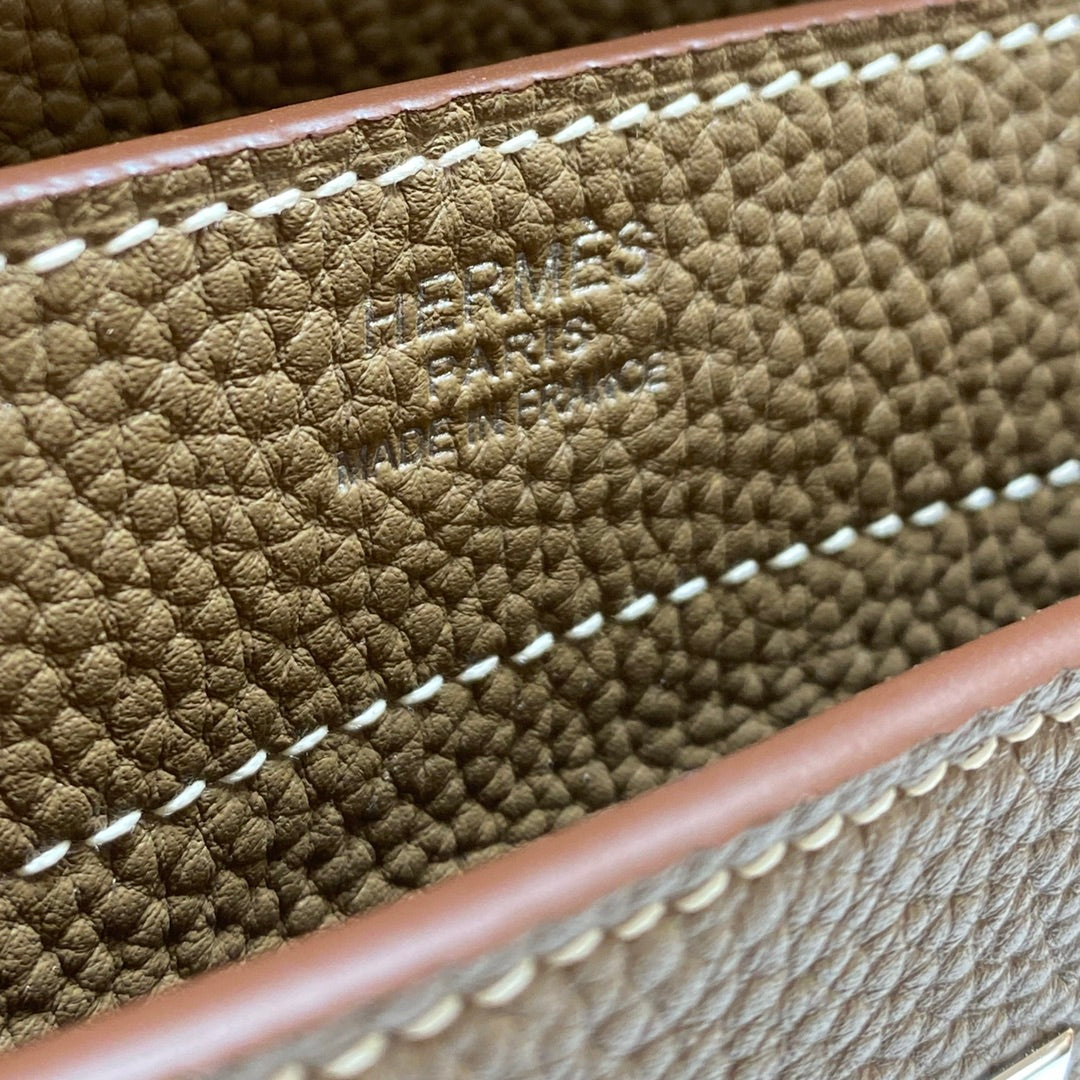 Hermes Kelly Depeches 38 Briefcase in Etoupe Togo Calfskin Silver Hardware Bag