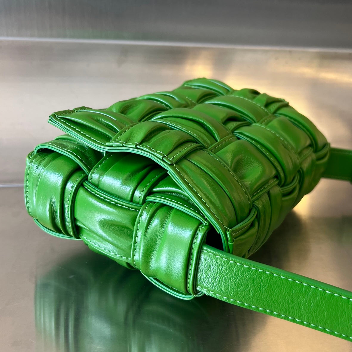 Bottega Veneta Mini Cassette 19 in Shamrock Green Soft Lambskin Bag