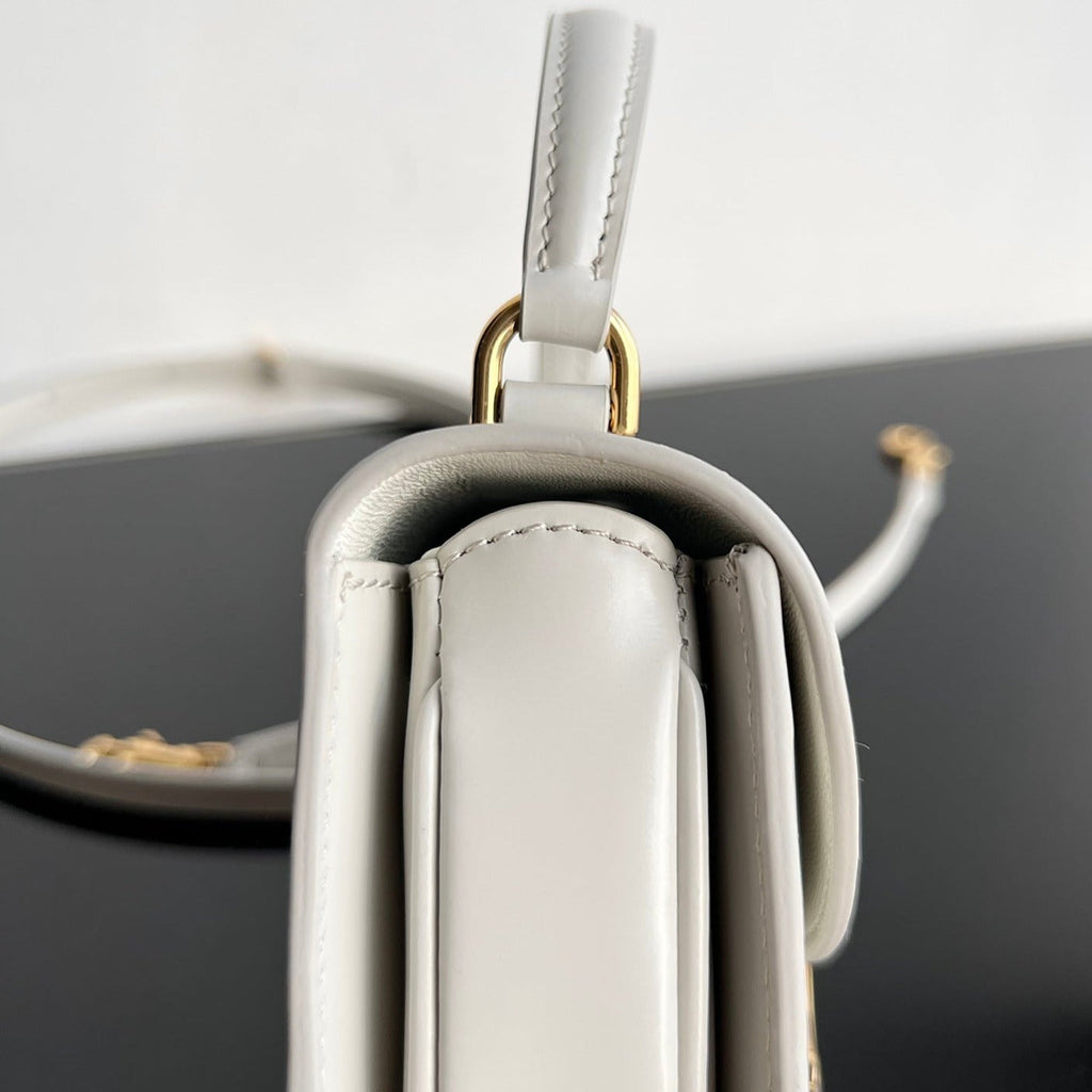 Celine Triomphe Shiny Calfskin Handbag 18 White