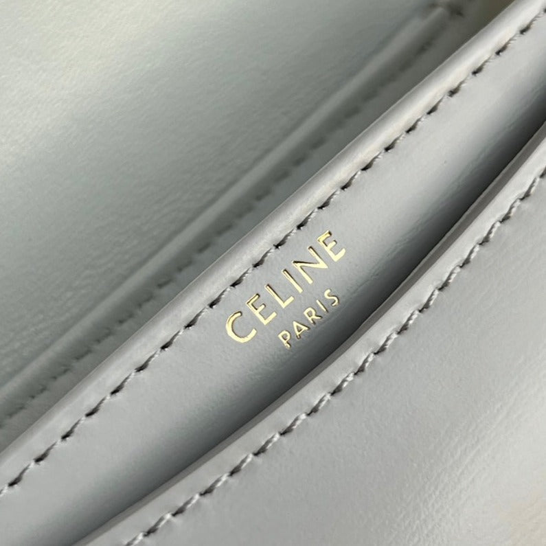 Celine Triomphe Shiny Calfskin Handbag 18 White