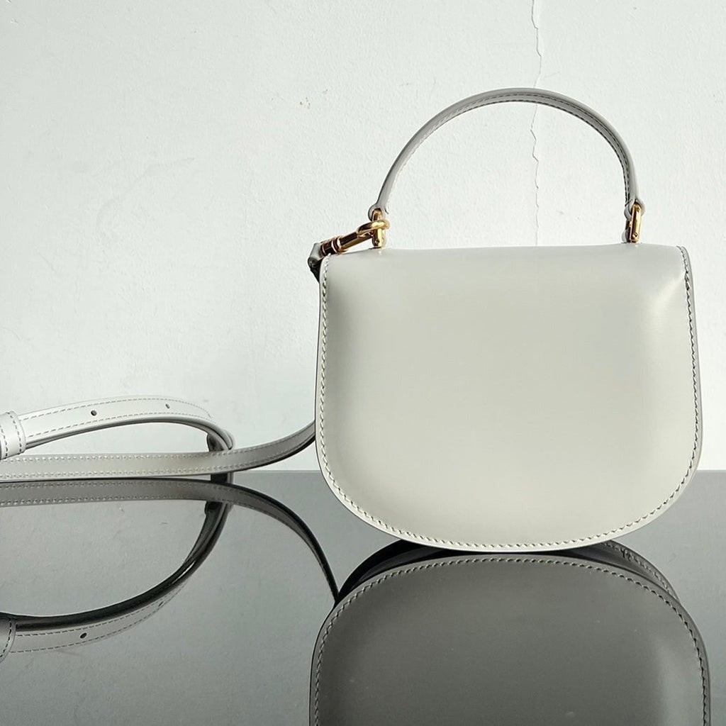 Celine Triomphe Shiny Calfskin Handbag 18 White