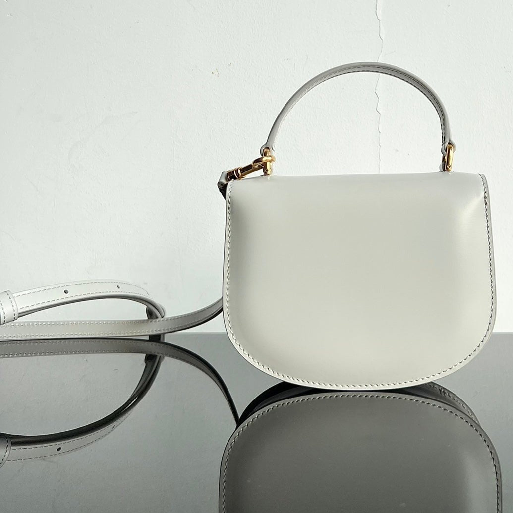 Celine Triomphe Shiny Calfskin Handbag 18 White