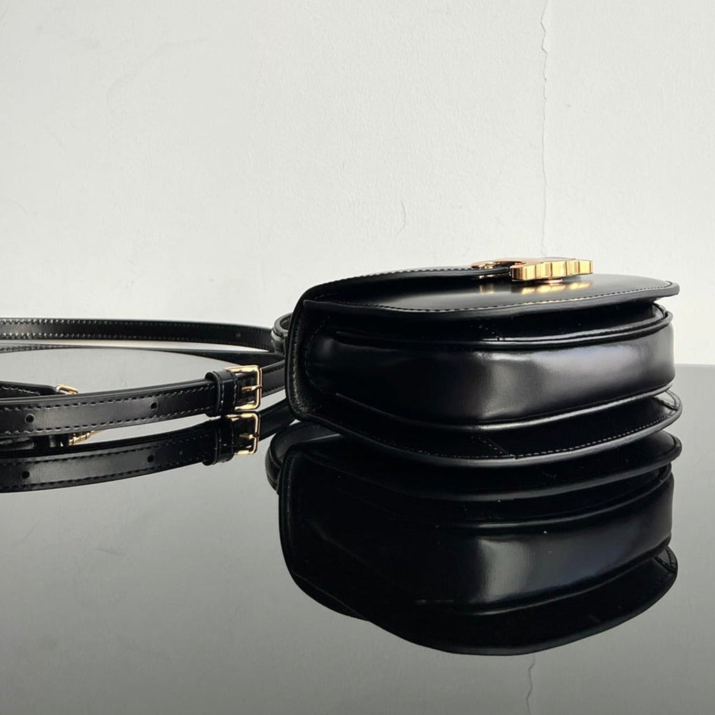 Celine Triomphe Shiny Calfskin Handbag 18 Black