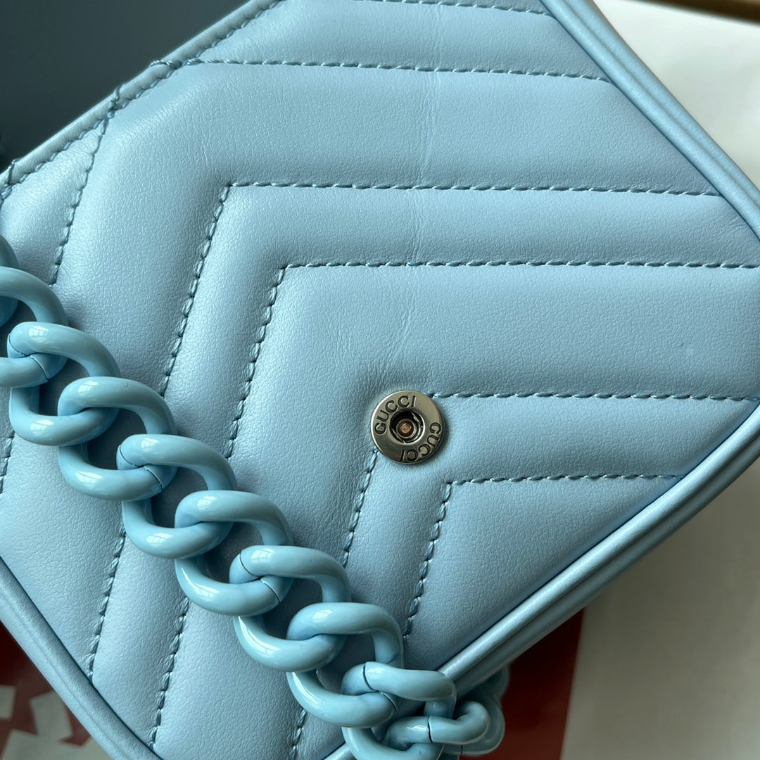 Gucci Marmont Bag 12 in Sky Blue Calfskin