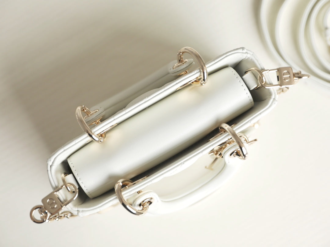 Dior Lady D-Joy Micro 16 in White Lambskin Bag
