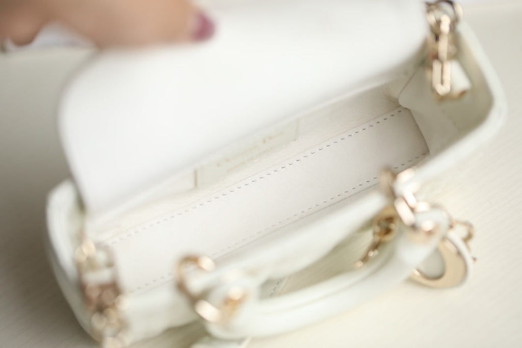 Dior Lady D-Joy Micro 16 in White Lambskin Bag
