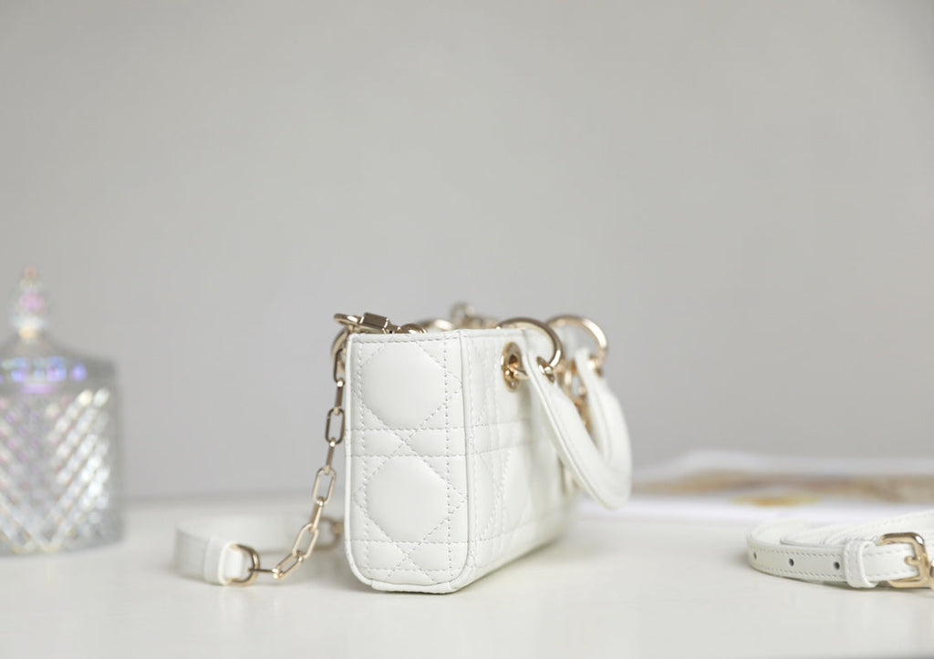 Dior Lady D-Joy Micro 16 in White Lambskin Bag