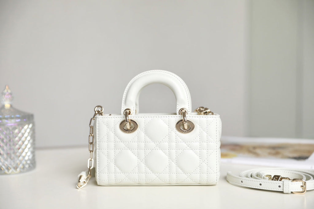 Dior Lady D-Joy Micro 16 in White Lambskin Bag