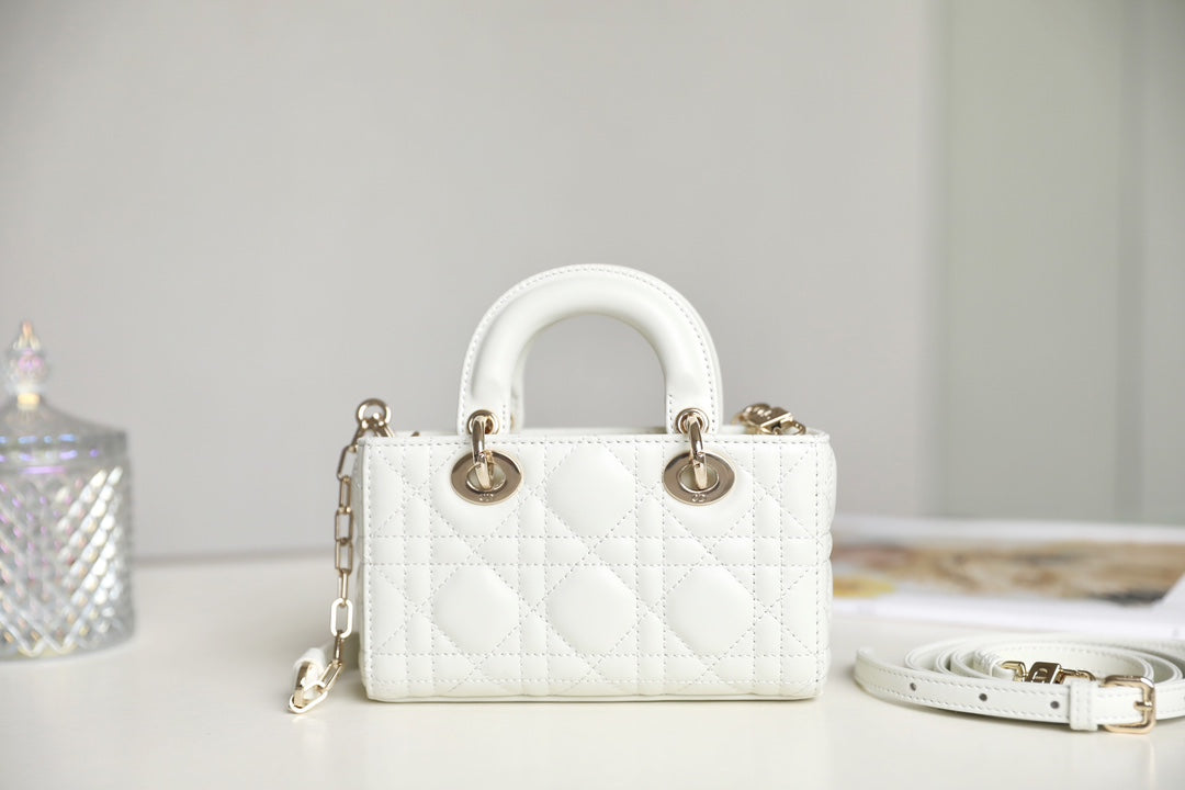 Dior Lady D-Joy Micro 16 in White Lambskin Bag