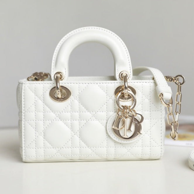Dior Lady D-Joy Micro 16 in White Lambskin Bag