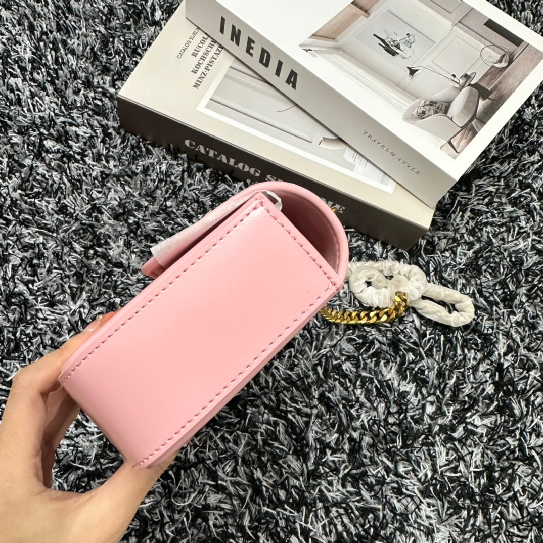 Celine Triphome 20 Pink Pastel Cowhide Leather Chain Strap Bag