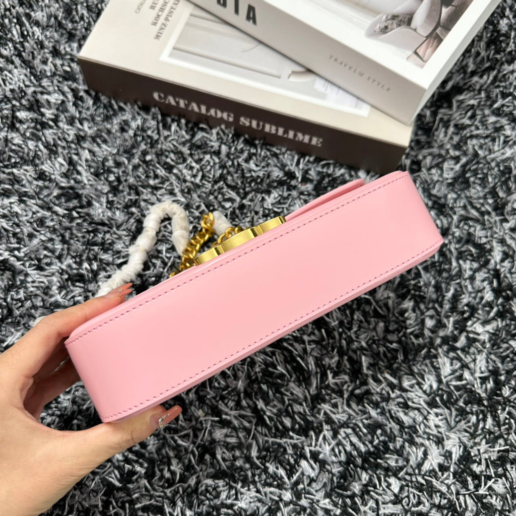 Celine Triphome 20 Pink Pastel Cowhide Leather Chain Strap Bag