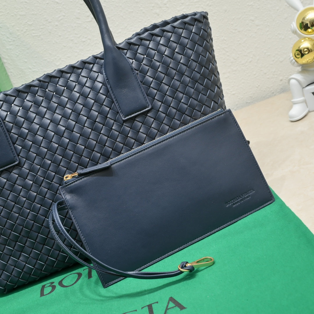 Bottega Veneta Large Cabat 45cm Navy Blue Lambskin Ghw Bag