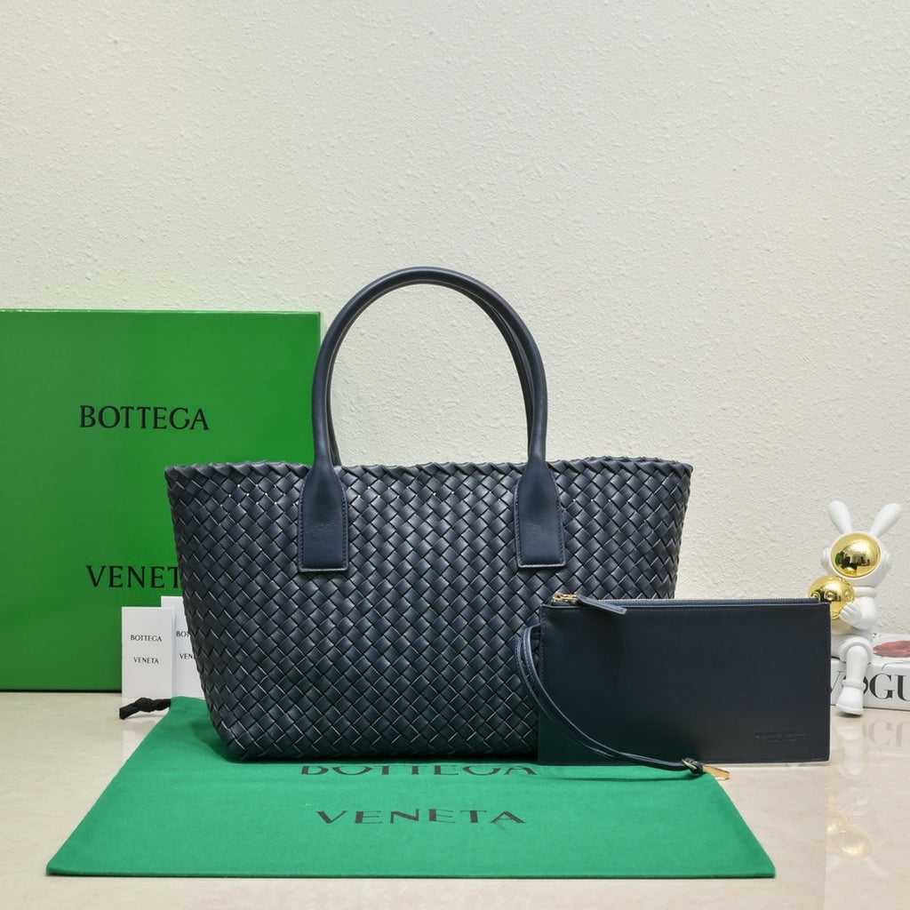 Bottega Veneta Large Cabat 45cm Navy Blue Lambskin Ghw Bag