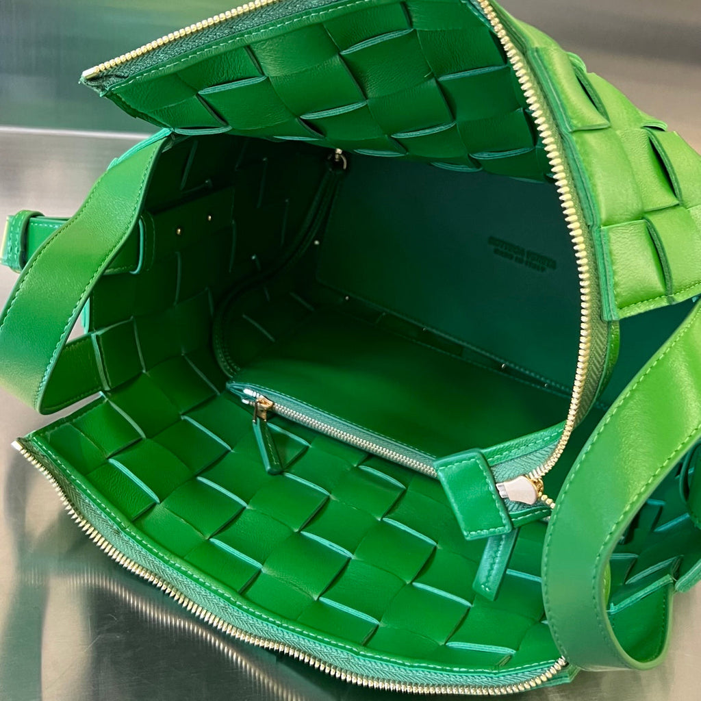 Bottega Veneta Medium 28 Cassette Neon Green Lambskin Bag
