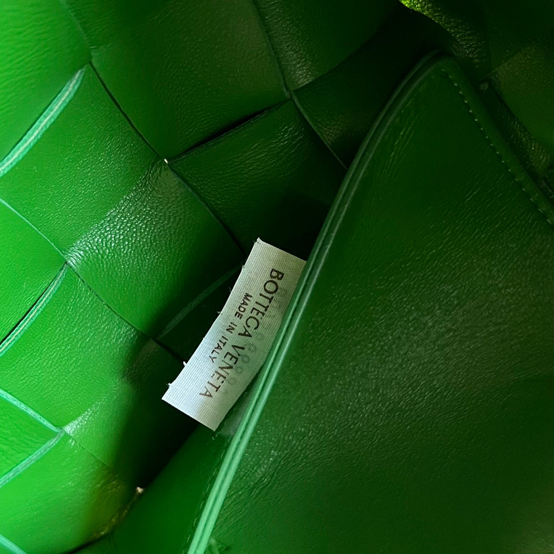 Bottega Veneta Medium 28 Cassette Neon Green Lambskin Bag