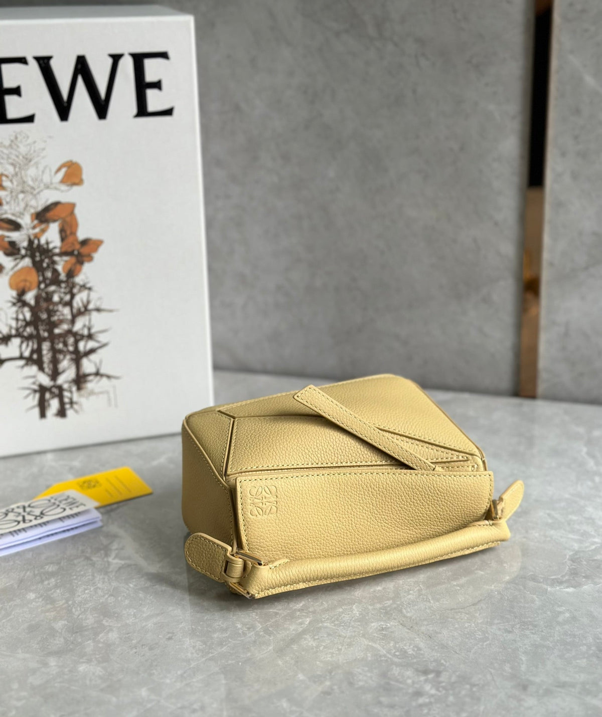 Loewe Mini 18 Puzzle Bag in Yellow Cream Calfskin