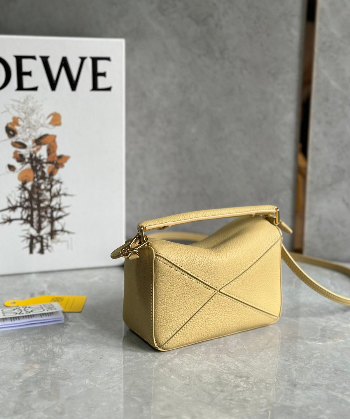 Loewe Mini 18 Puzzle Bag in Yellow Cream Calfskin