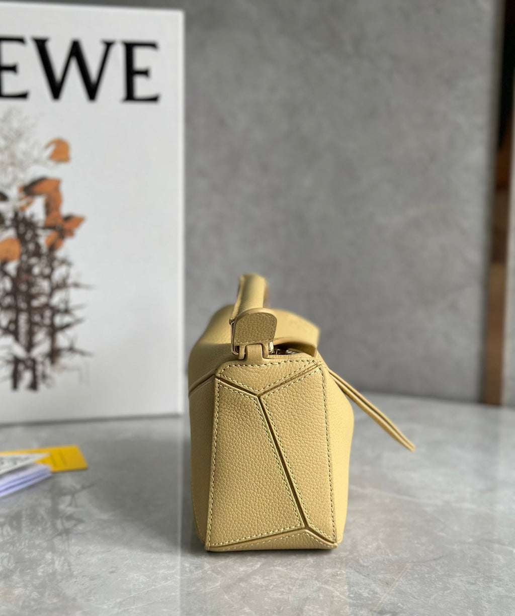 Loewe Mini 18 Puzzle Bag in Yellow Cream Calfskin