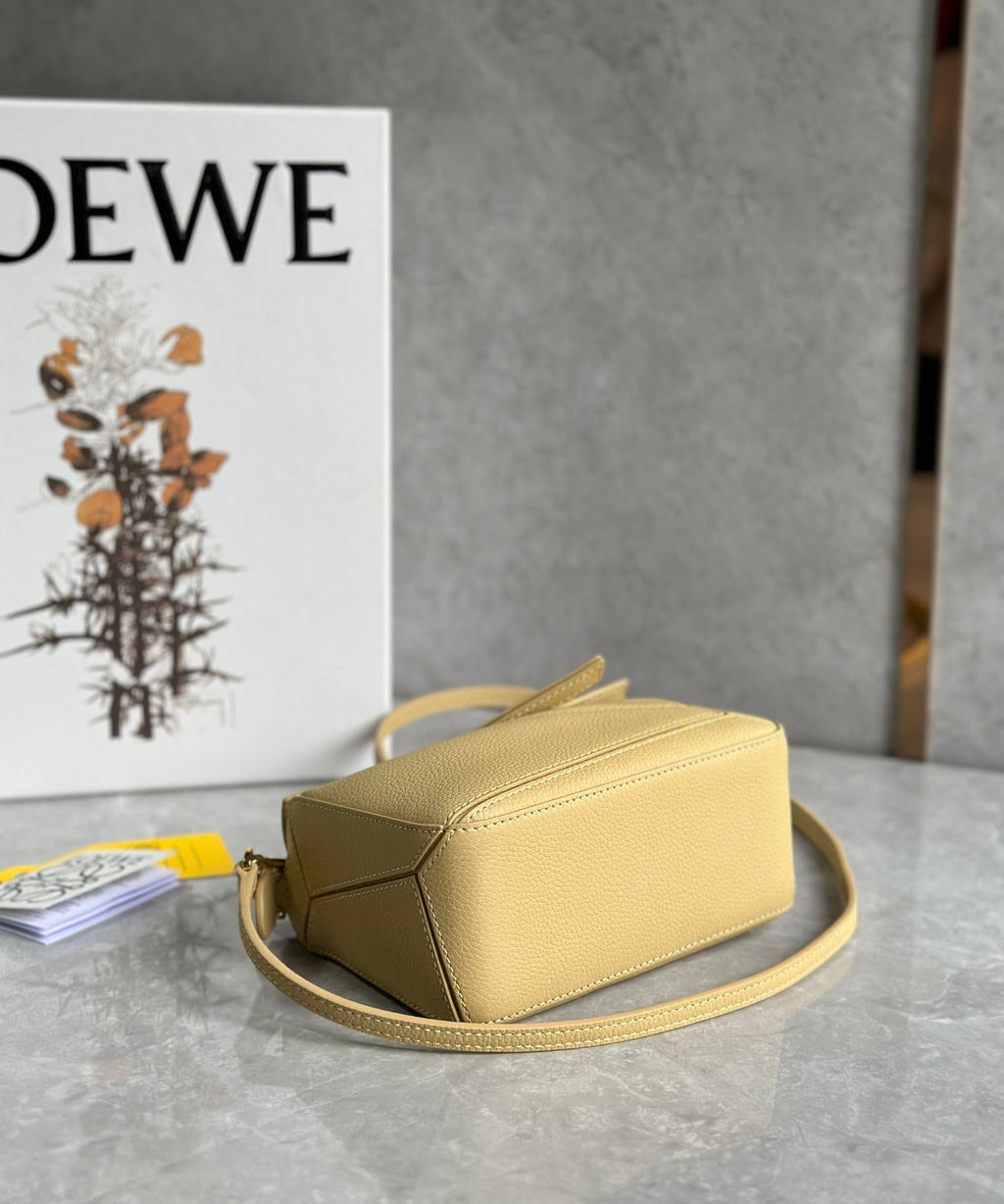 Loewe Mini 18 Puzzle Bag in Yellow Cream Calfskin