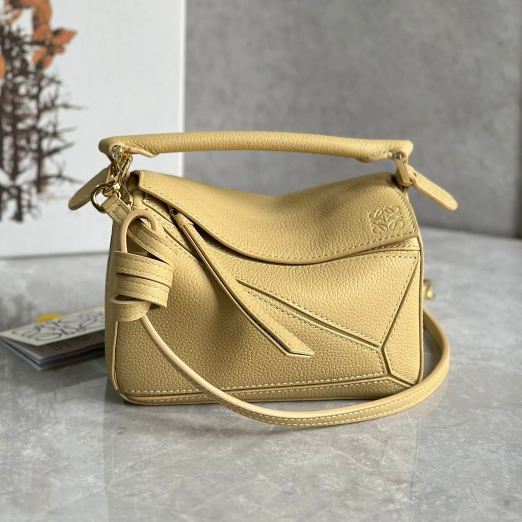 Loewe Mini 18 Puzzle Bag in Yellow Cream Calfskin