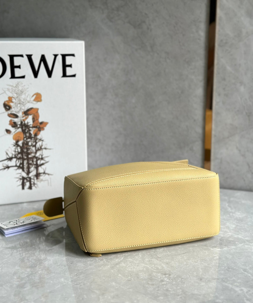 Loewe Mini 18 Puzzle Bag in Yellow Cream Calfskin