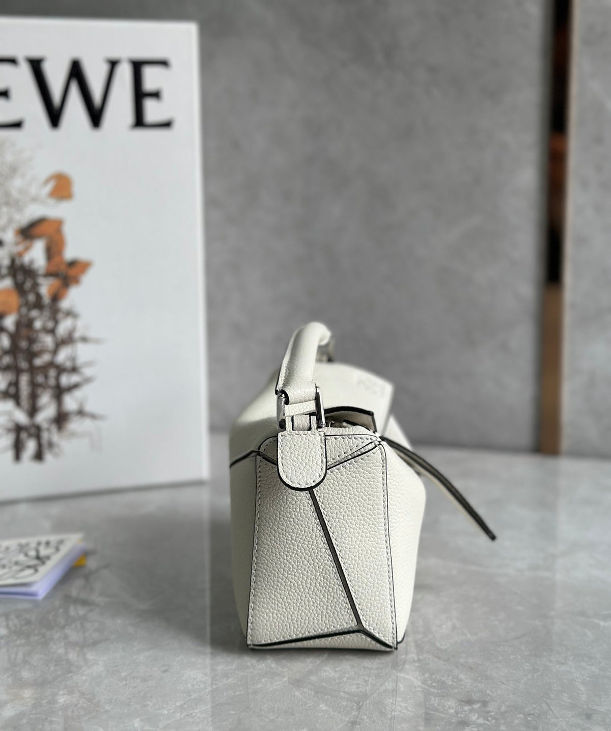 Loewe Mini 18 Puzzle Bag in White Calfskin