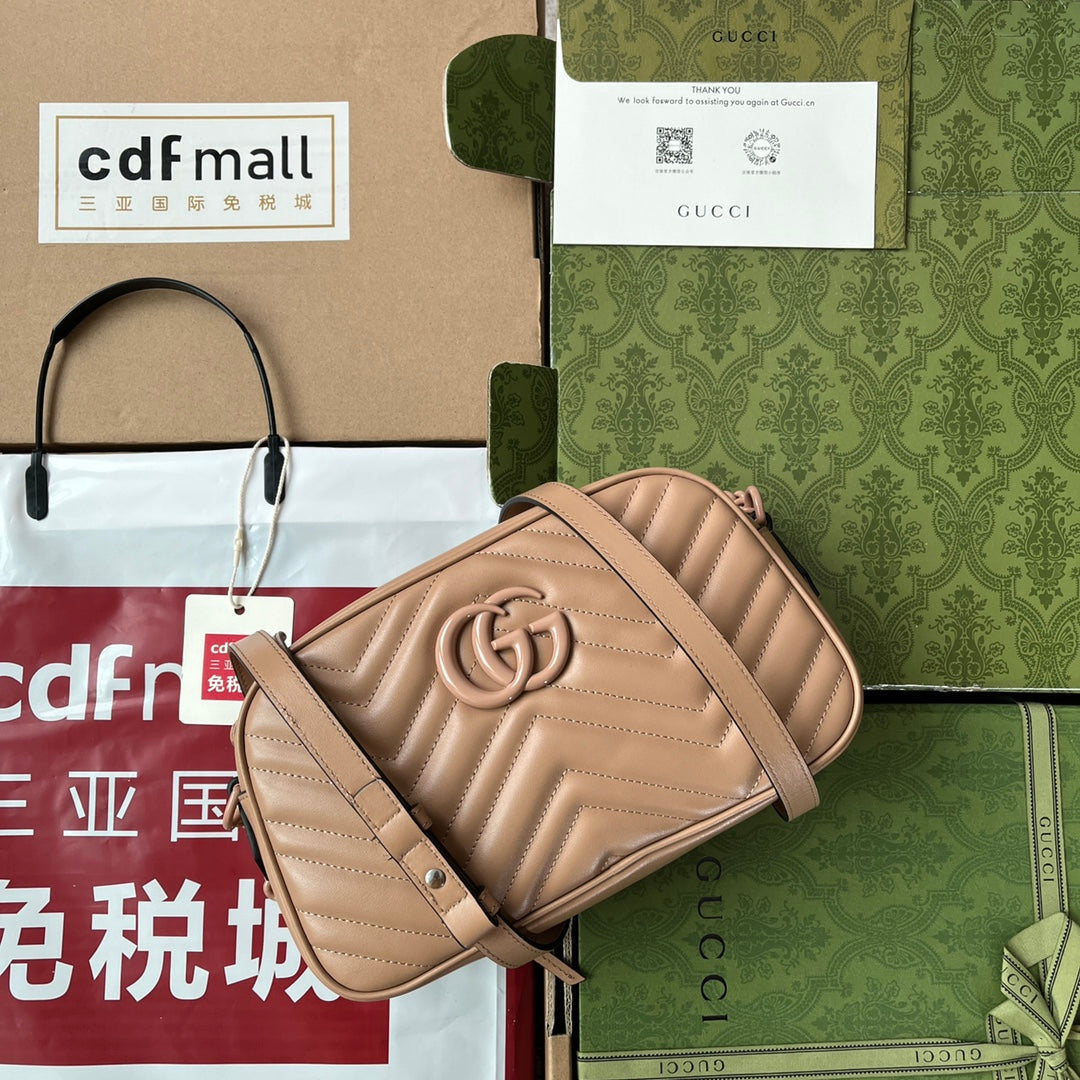 Gucci Marmont Shoulder Bag 24 in Beige Calfskin