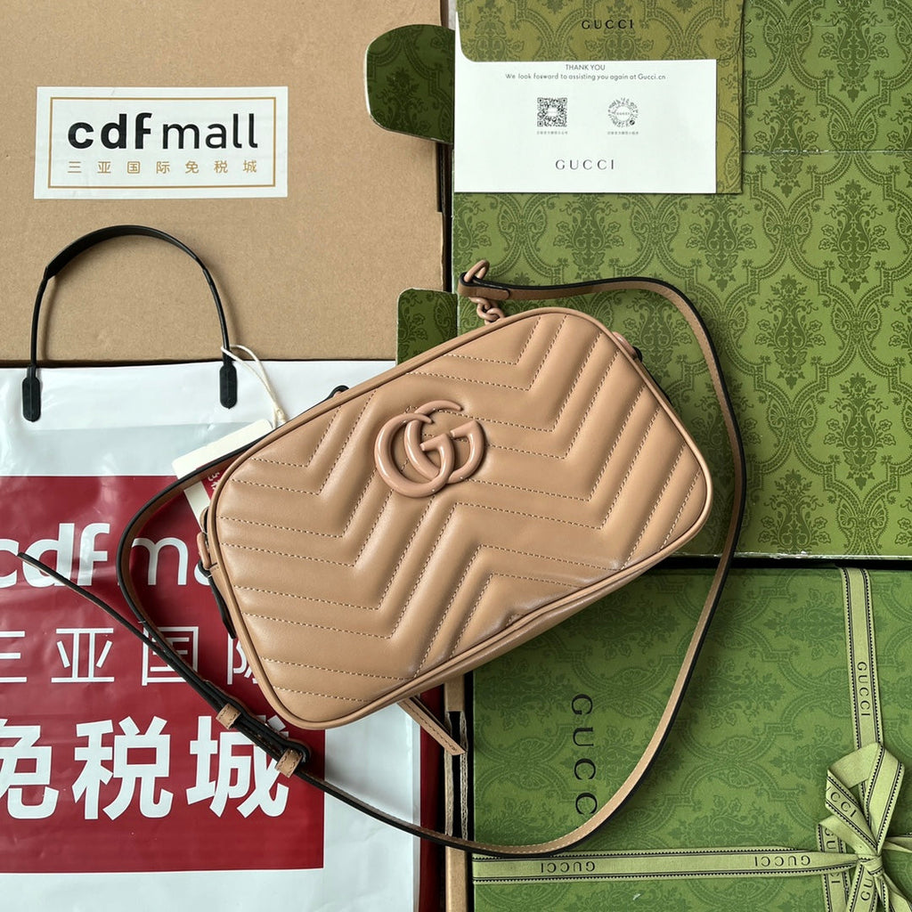 Gucci Marmont Shoulder Bag 24 in Beige Calfskin