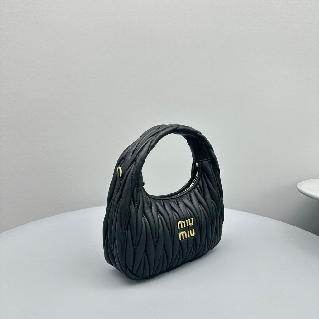 Mini Hobo 20 Bag in Black Sheepskin