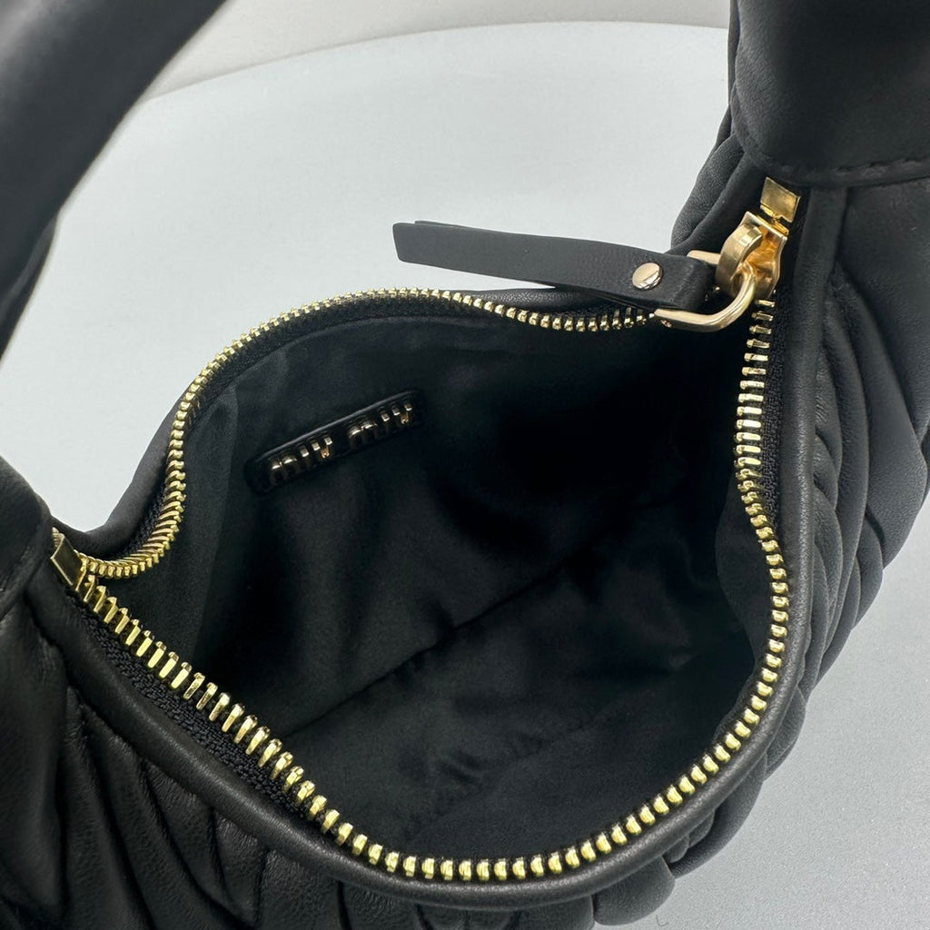 Mini Hobo 20 Bag in Black Sheepskin