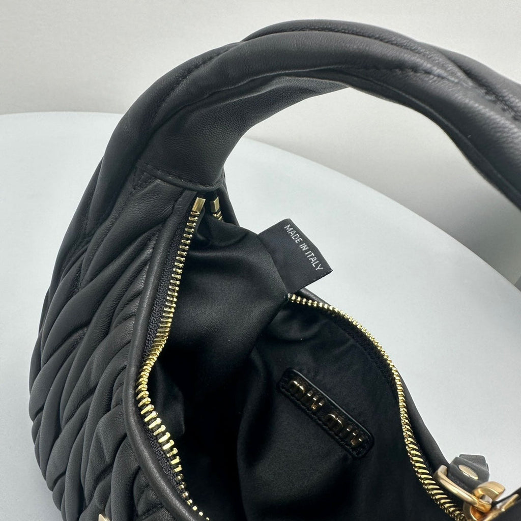 Mini Hobo 20 Bag in Black Sheepskin