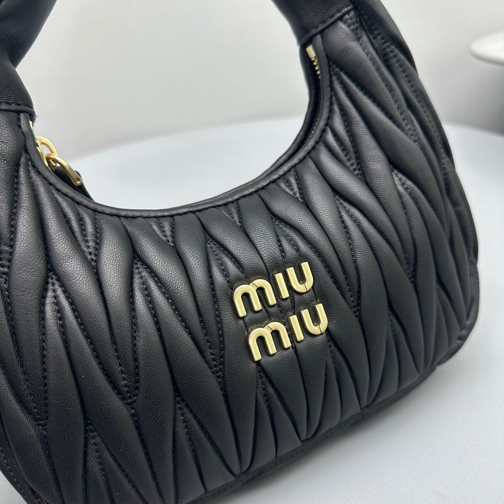 Mini Hobo 20 Bag in Black Sheepskin