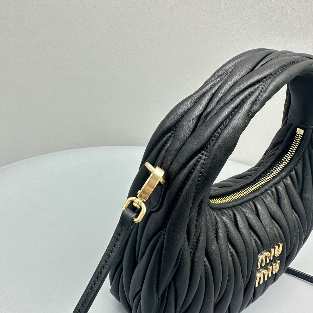 Mini Hobo 20 Bag in Black Sheepskin