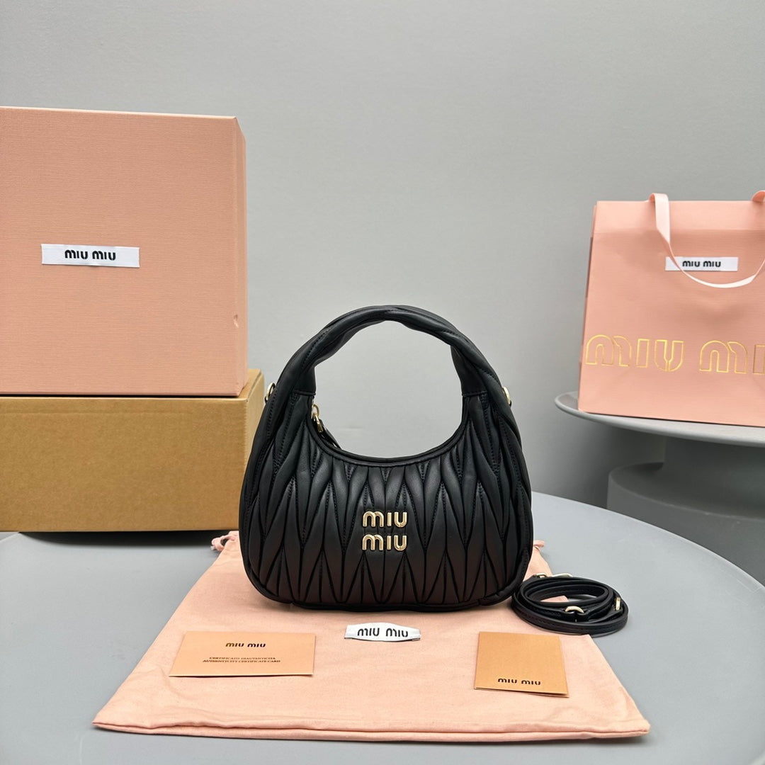 Mini Hobo 20 Bag in Black Sheepskin
